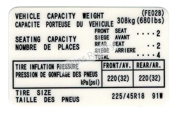 04-08 Rx8 Spare Tire Label Sticker (FE02-69-014B)
