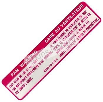 04-08 Rx8 Fan Warning Label Sticker (B303-15-031A)